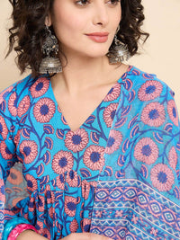 KALINI Women Floral Printed Regular Kurta with Trousers & With Dupatta