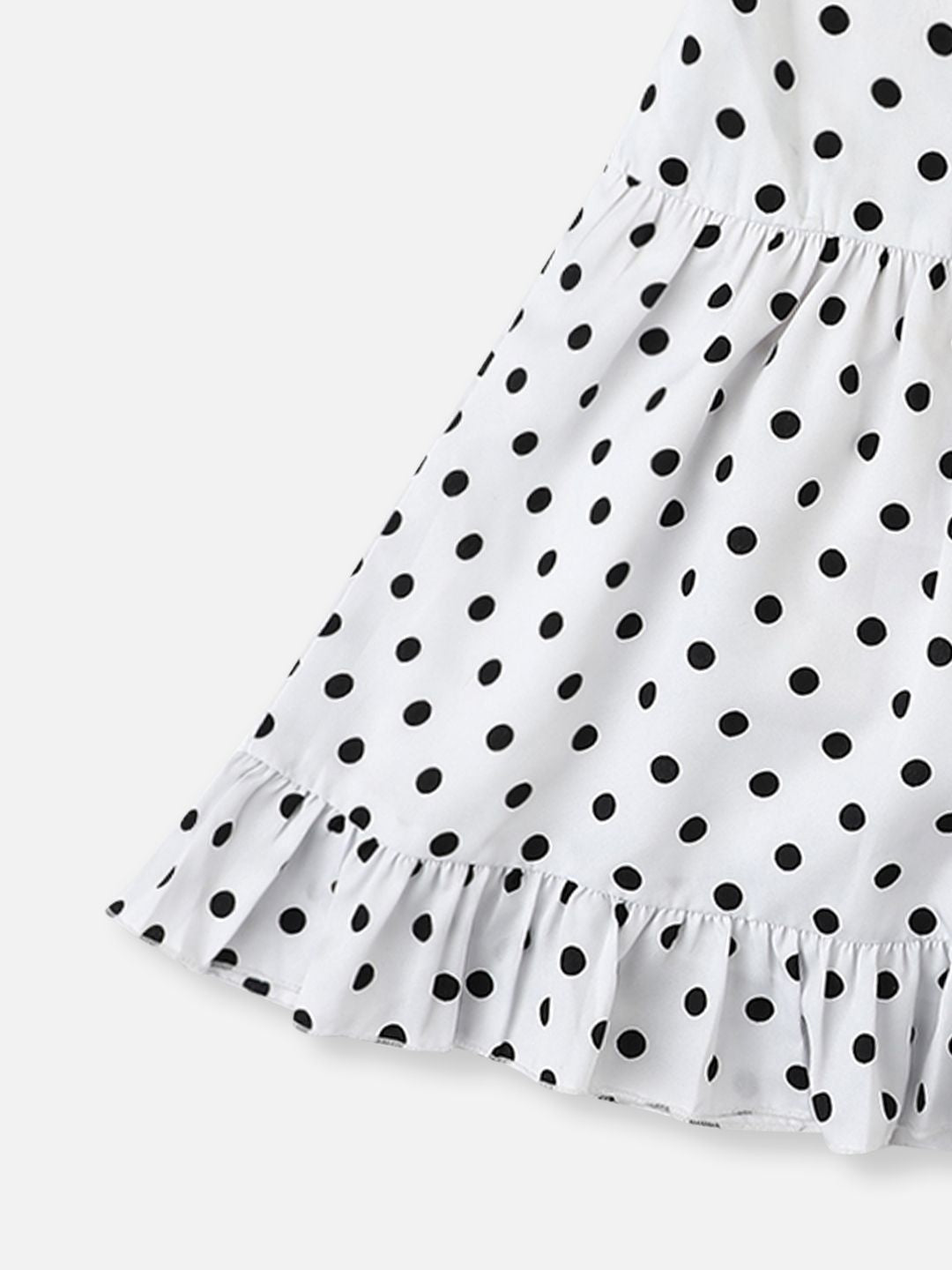 Nauti Nati Polka Dot Printed Flutter Sleeve Layered A-Line Dress