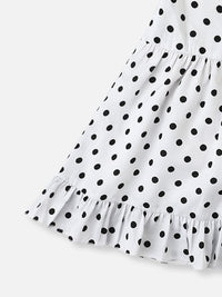 Nauti Nati Polka Dot Printed Flutter Sleeve Layered A-Line Dress