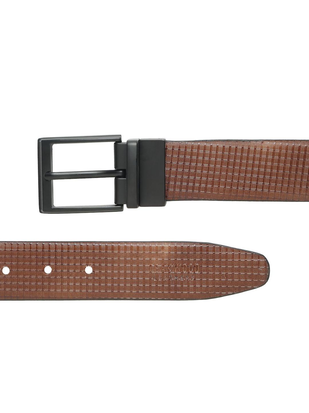 Teakwood Leathers Men Textured Leather Reversible Formal Belt
