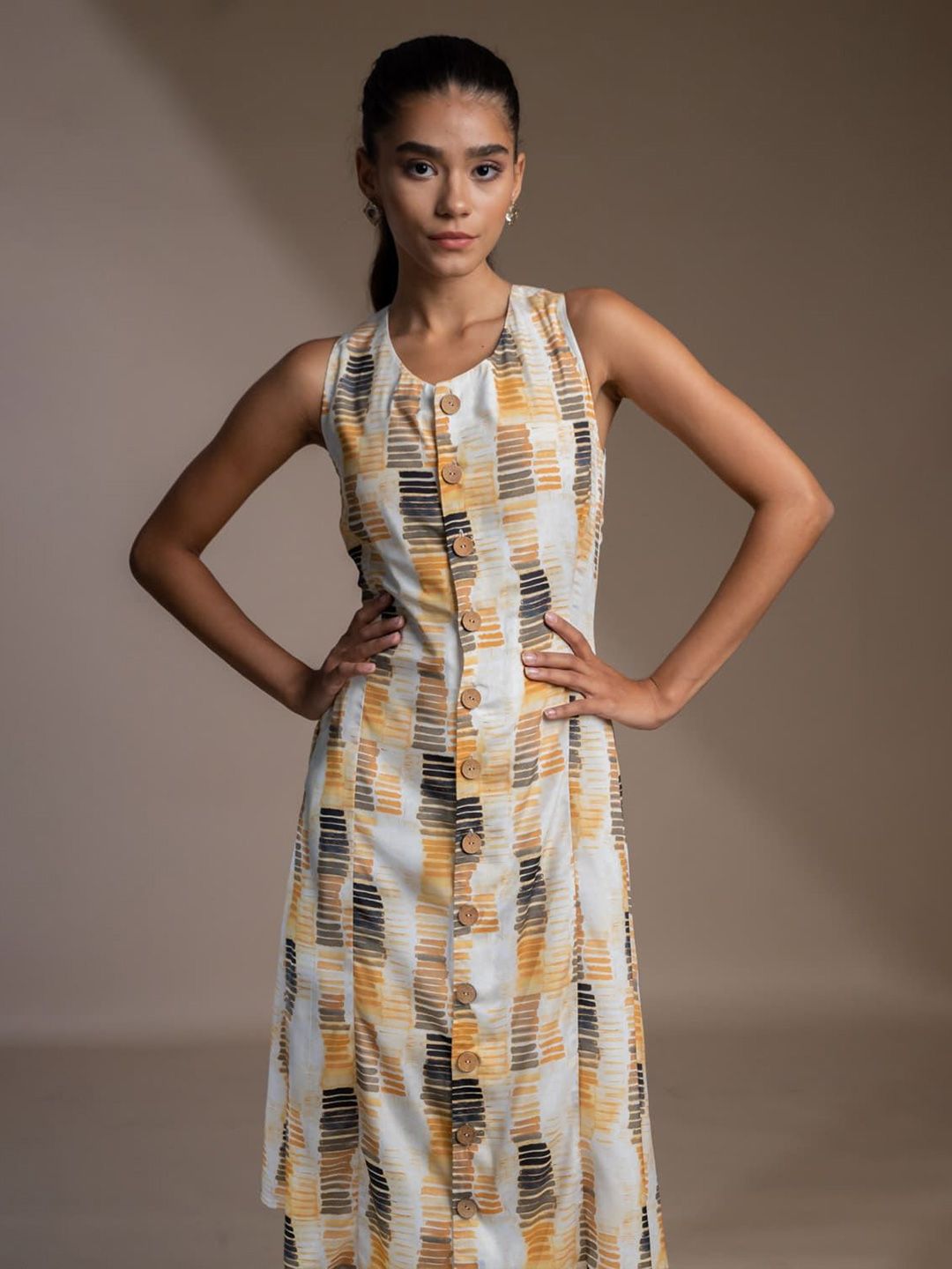 Mamicha Floral Print Crepe A-Line Dress