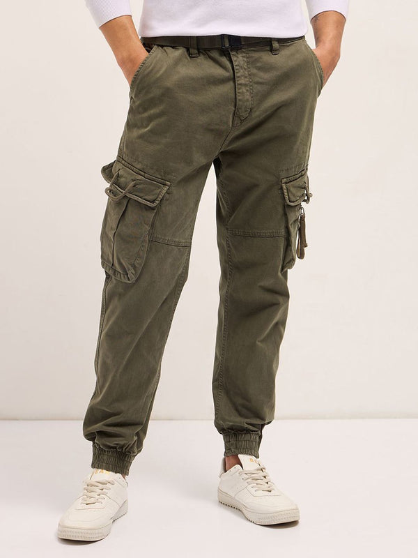 THE BEAR HOUSE Men Slim Fit Cargos Trousers