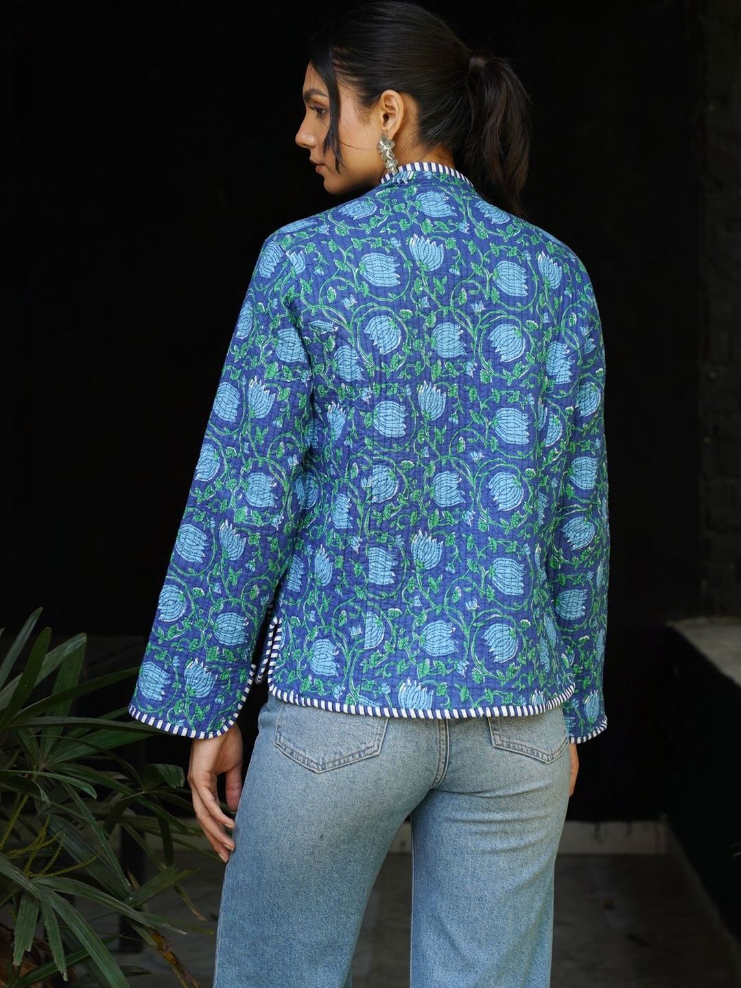 House of Chikankari Women Floral Reversible Quilted Jacket