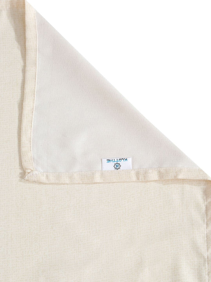KLOTTHE Cream Geometric Cotton 300 TC King Fine Bedsheet with 2 Pillow Covers-98 x 89 inches