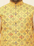 SOJANYA PLUS Lelaki Plus Size Printed Mandarin Collar Nehru Jaket
