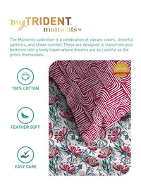MYTRIDENT Ivy Pink Moments Flat 120TC Queen Pure Cotton 1 Bedsheet with 2 Pillow Covers