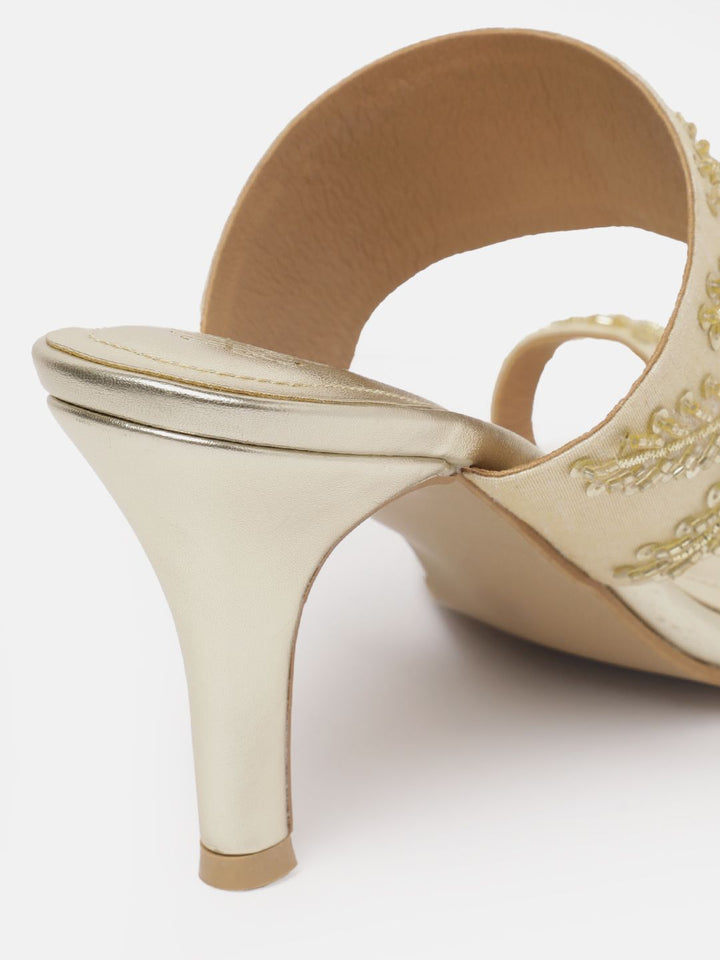 House of Pataudi  Open Toe Embellished Slim Heels