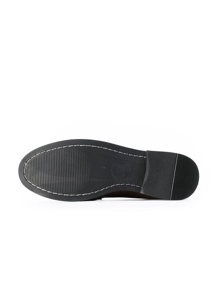 Monkstory Men Jalinan-Bit Horsebit Loafers Berwarna Perang