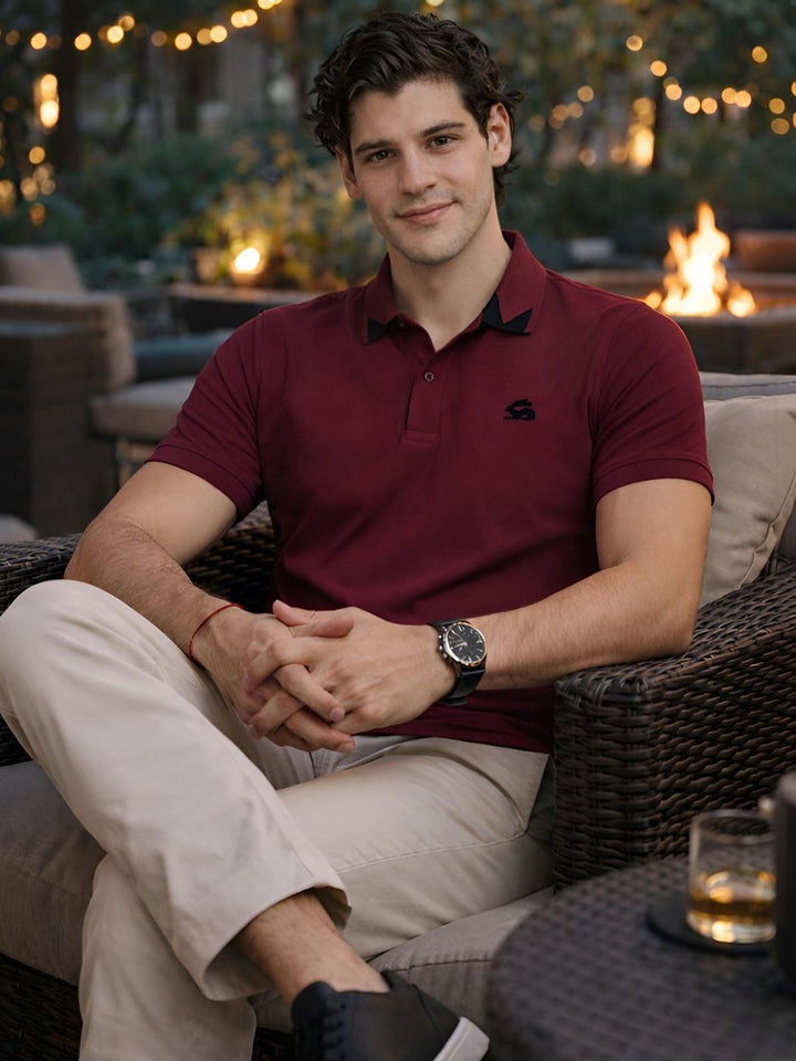 ADRO Men Brand Logo Polo Collar T-shirt