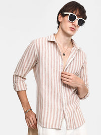 Campus Sutra Men Comfort Spread Collar Striped Cotton Casual Shirt