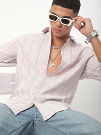 VASTRADO Men Classic Slim Fit Pinstripes Opaque Striped Casual Shirt
