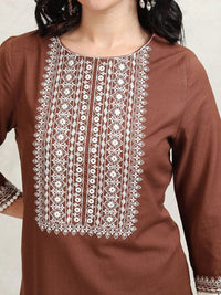 Vishudh Women Embroidered Regular Kurta with Trousers
