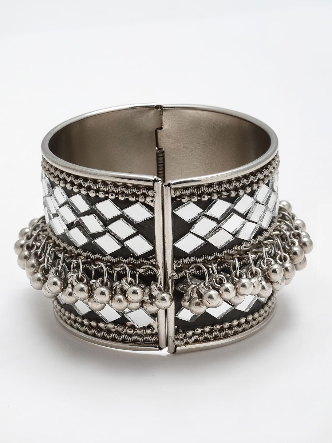 Anouk Silver-Plated Artificial Beaded Cuff Bracelet