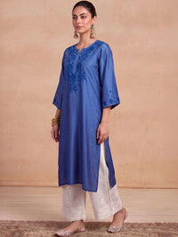 House of Chikankari Women Embroidered Thread Work Chanderi Silk Kurta