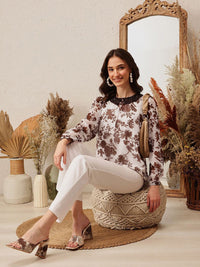 Quiero Women Floral Dicetak Peter Pan Collar atas