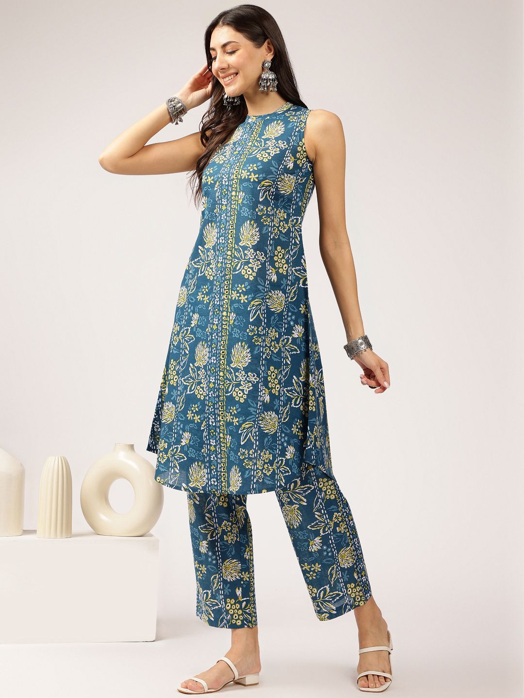 Anouk Floral Printed Pure Cotton Tunic & Palazzos