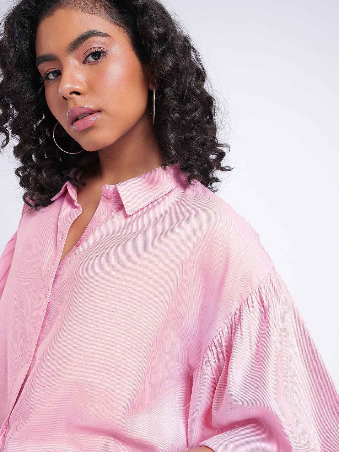 DressBerry Glamorous Sweet Puffed Sleeves Boxy Crop Shirt