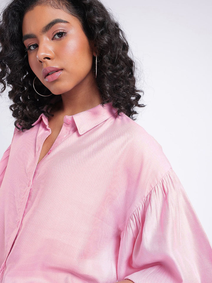 DressBerry Glamorous Sweet Puffed Sleeves Boxy Crop Shirt