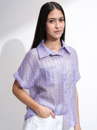 ESPYR By Tokyo Talkies Women Violet Solid Relaxed Fit Shirt