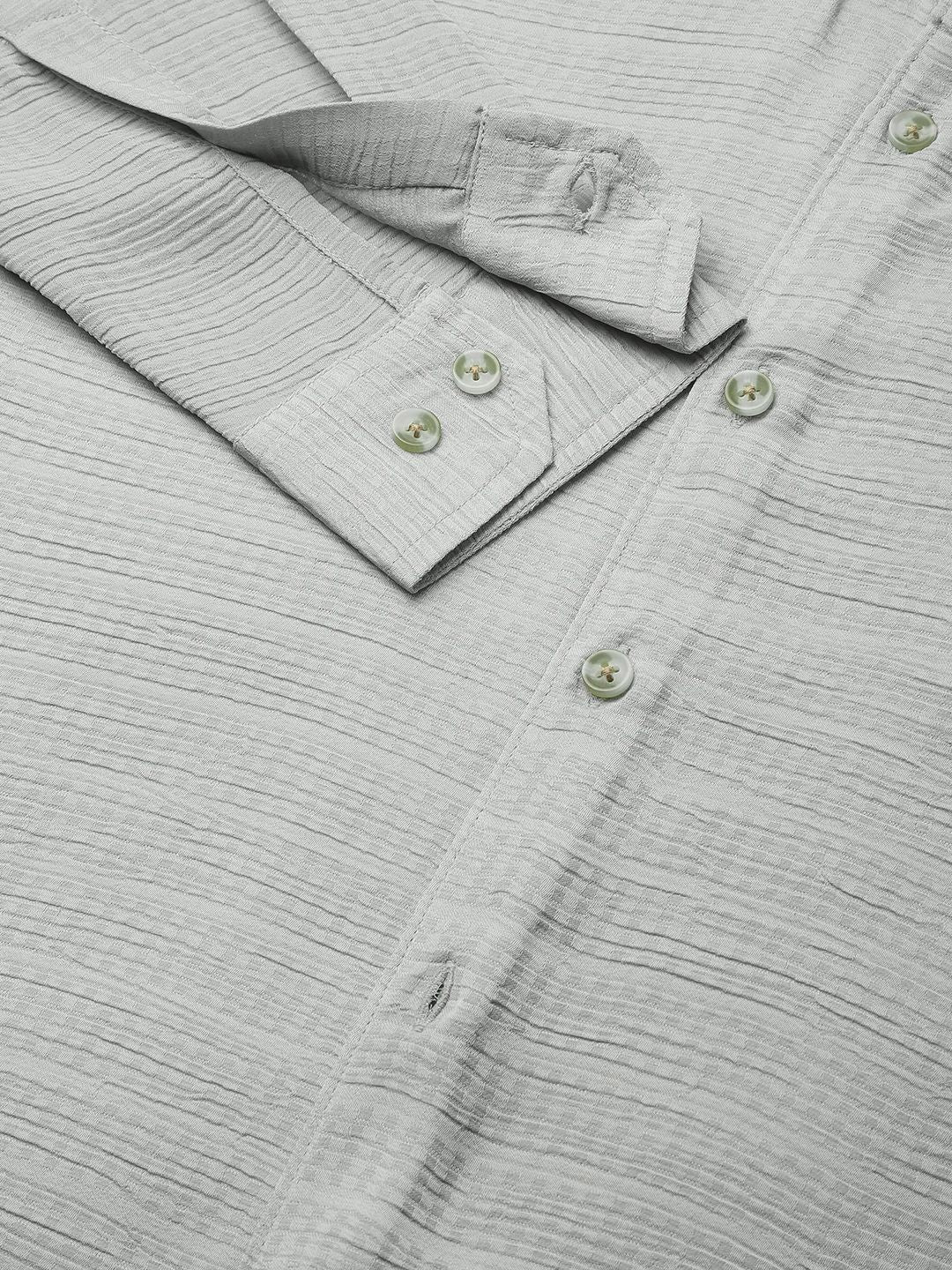 VASTRADO Men Classic Spread Collar Textured Slim Fit Casual Shirt
