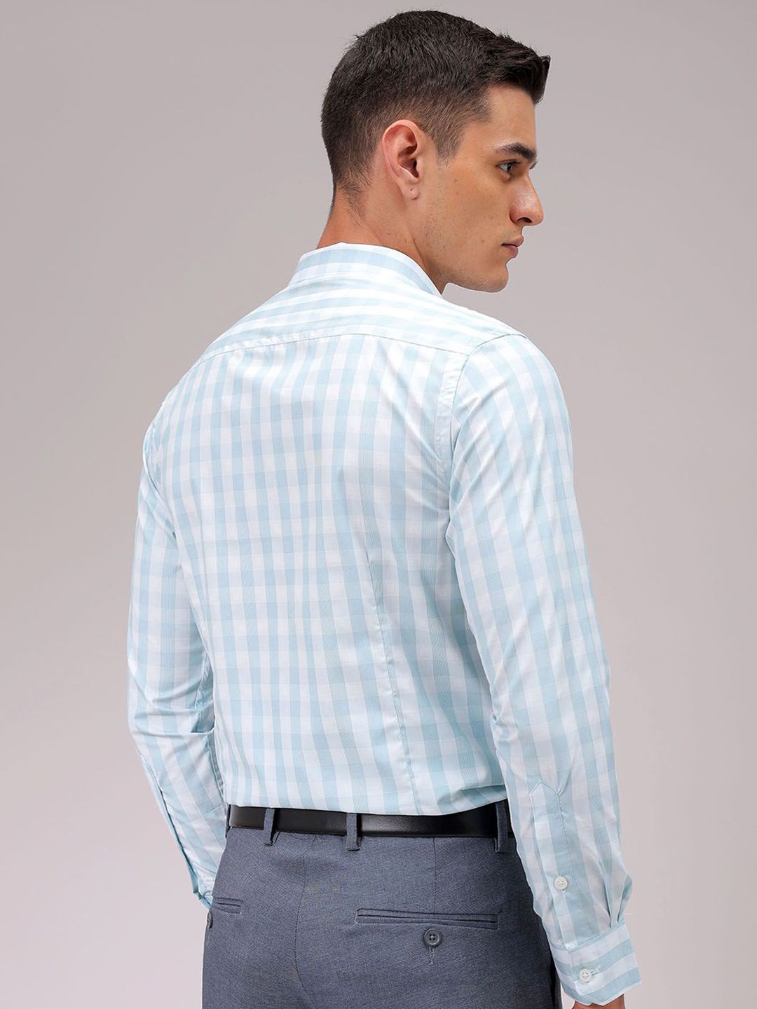 The Indian Garage Co. X Luxe Men Cutaway Collar Checked Slim Fit Formal Shirt