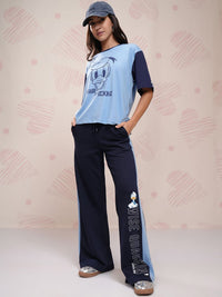 Tokyo Talkies Women Typography Printed Flared Flat Front High Rise Trousers