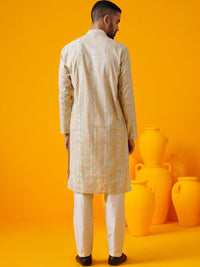 SOJANYA LUXE Ethnic Motifs Embroidered Sequinned Mandarin Collar Straight Kurta