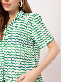 Chill In Geometric Vacanza Style Printed Relaxed Fit Shirt