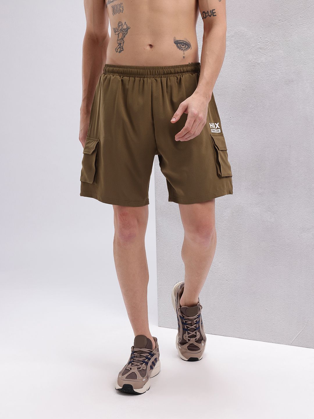 HRX by Hrithik Roshan Men Brand Logo Print Cargo-Style Training Shorts