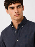 ADRO Men Navy & Brown Mini Checked Regular Fit Casual Cotton Shirt