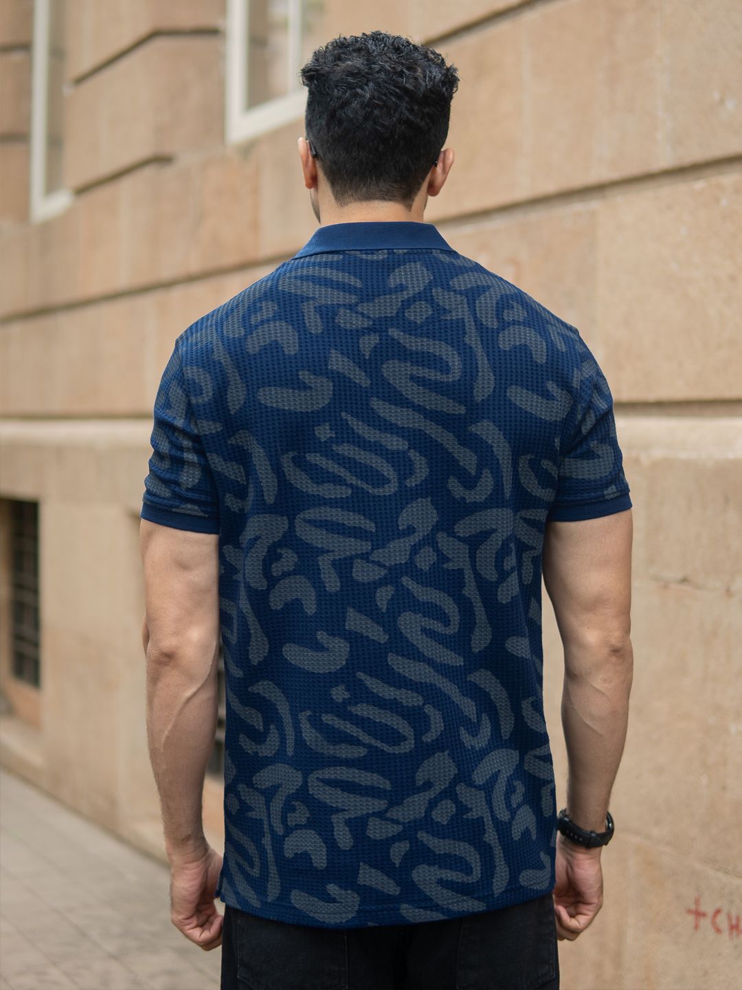 Powerlook SS25 Abstract Printed Polo Collar T-Shirt