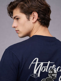 ADRO Graphic Printed Drop-Shoulder Sleeves Cotton T-shirt