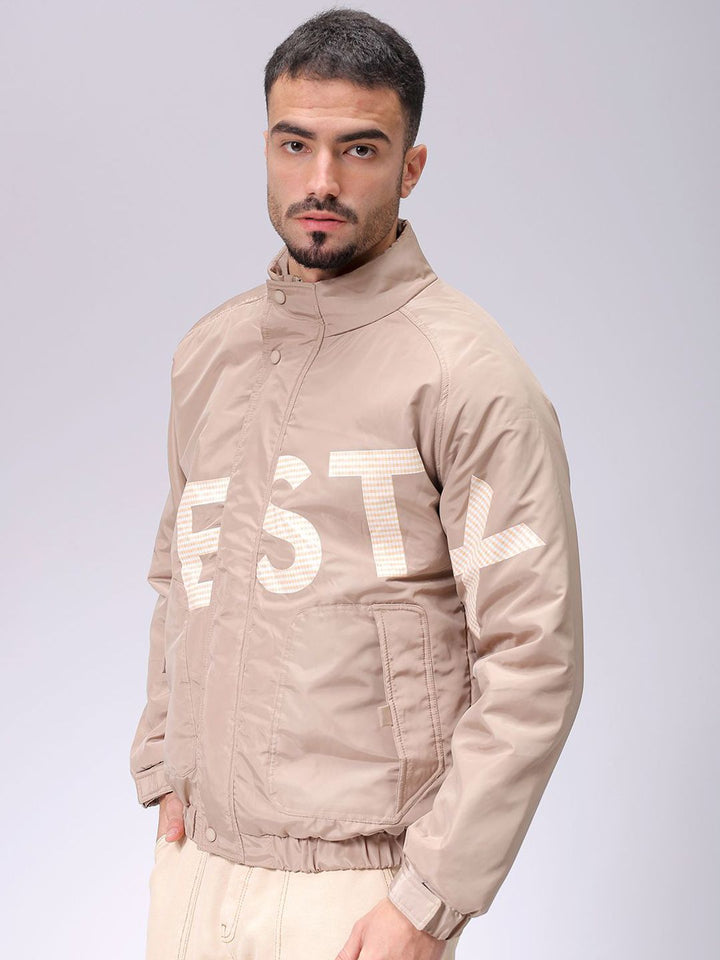 The Indian Garage Co Men Lightweight Puffer Jacket with Embroidered