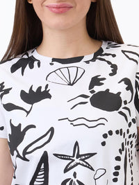 SPYKAR Women Regular Fit Abstract Printed Round Neck Cotton T-shirt