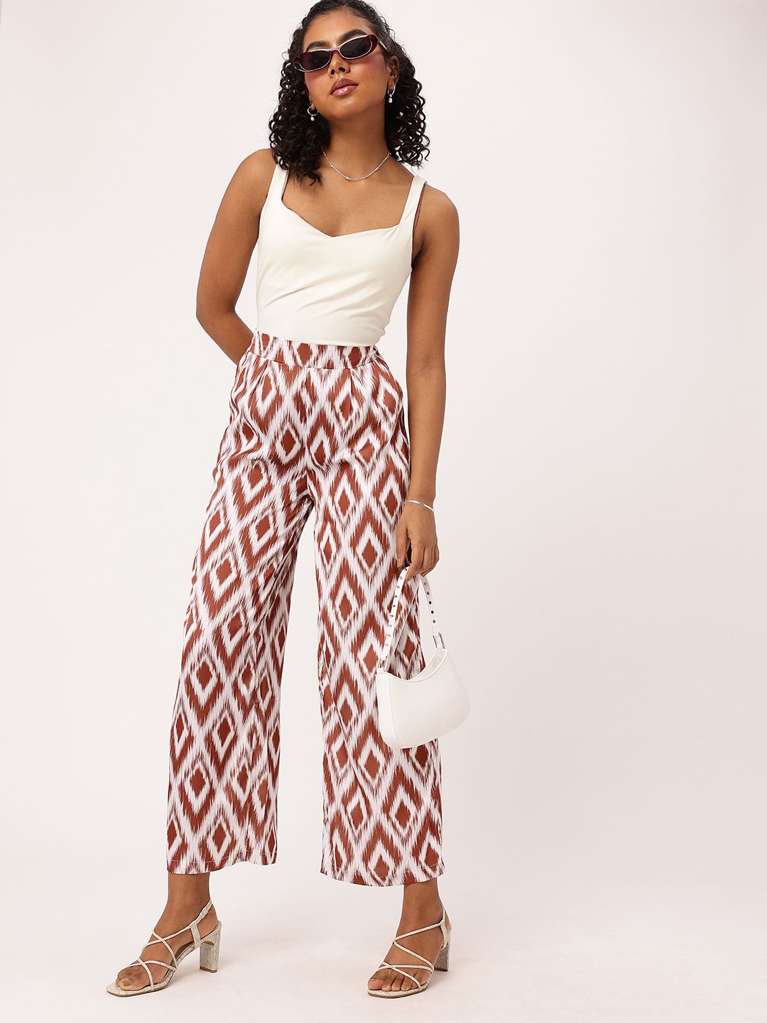 DressBerry Women Retro Staycation Ikatastic Wide Leg Flared Trousers