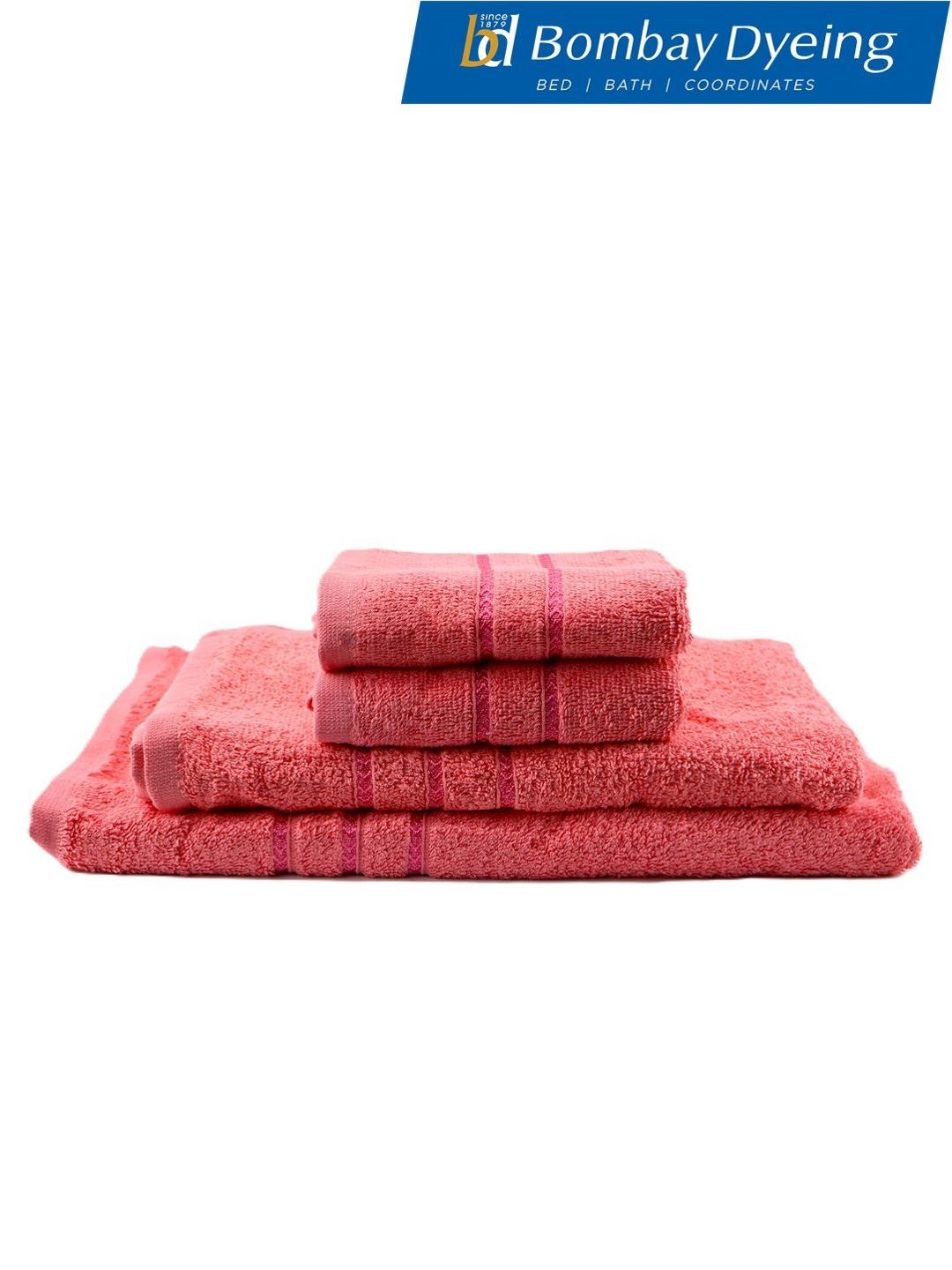 BOMBAY DYEING Peach-Coloured 4 Piece Cotton 400 GSM Towel Set