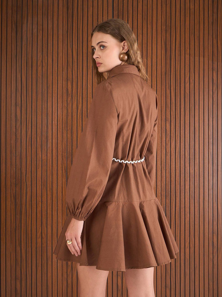 Sassafras Balloon Sleeve Fit & Flare Shirt Dress