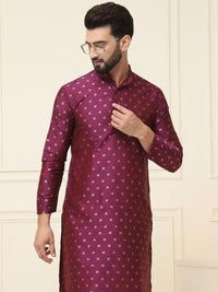 SOJANYA Kurta Kolar Mandarin Rekaan Tenun Geometrik Dengan jaket Churidar & Nehru