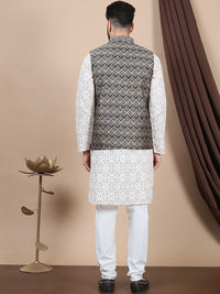 Anouk Black Printed Straight Pure Cotton Kurta with Churidar
