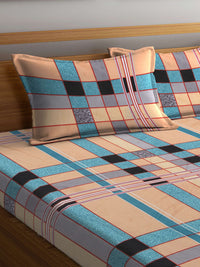 KLOTTHE Peach Geometric Polycotton 300 TC Dilengkapi Cadar King Halus dengan 2 Sarung Bantal-98 x 87 inci
