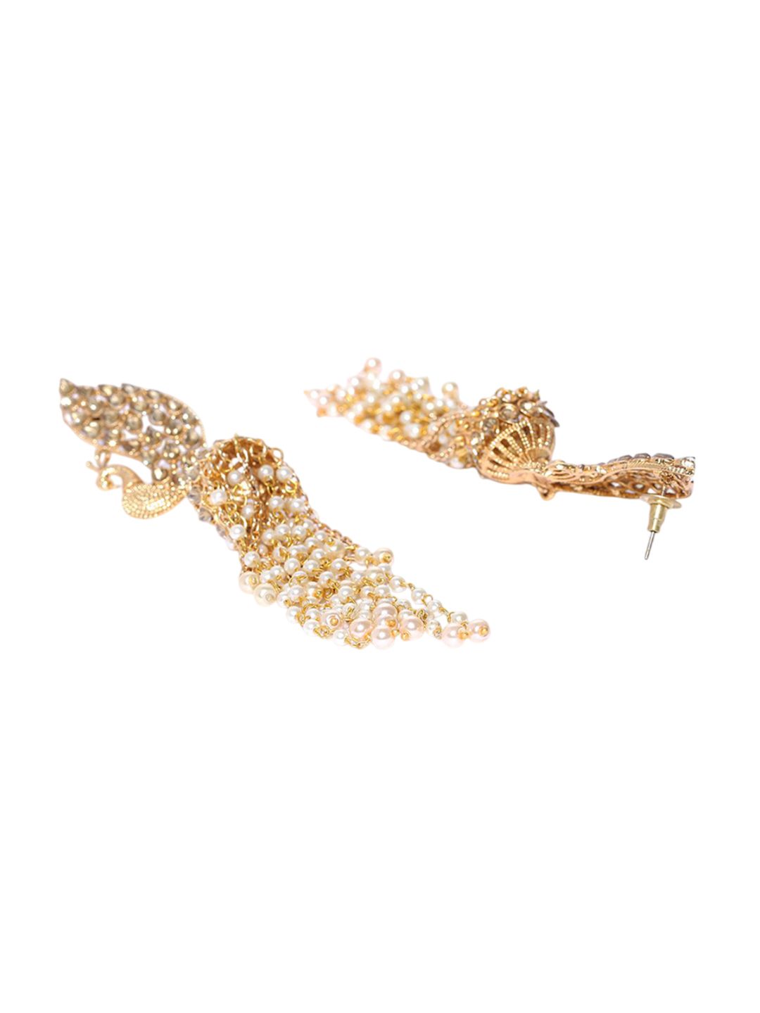 Anouk Gold Plated Cubic Zirconia Studded Dome Shaped Jhumkas