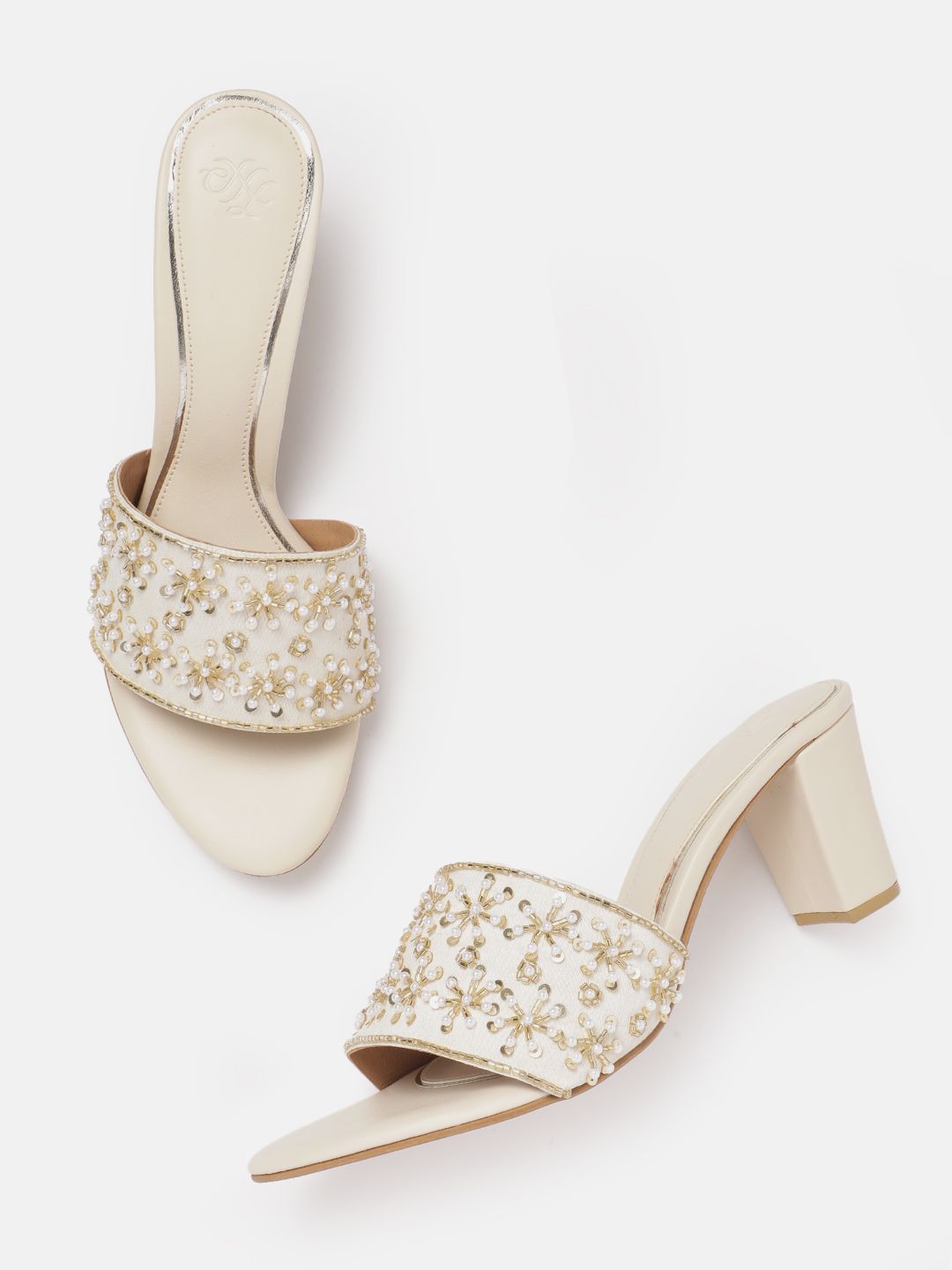 House of Pataudi Open Toe Embellished Block Heels