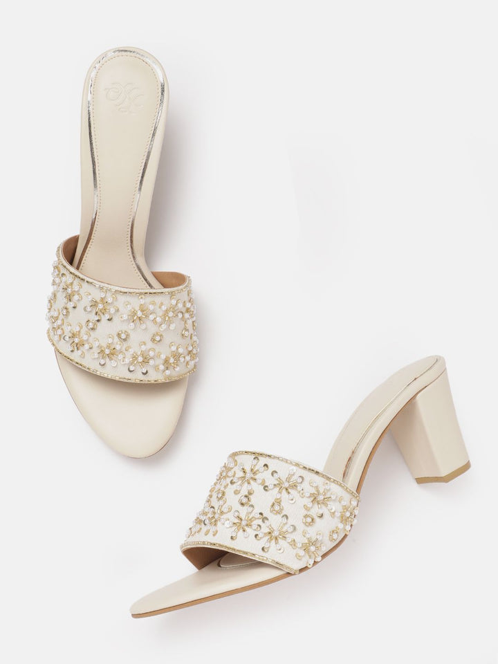 House of Pataudi Open Toe Embellished Block Heels