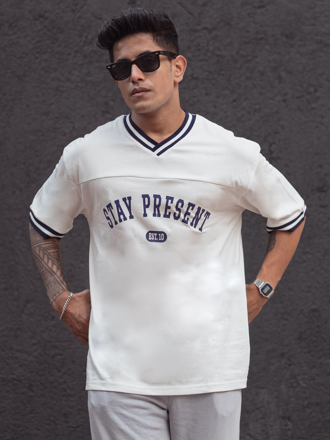 Powerlook Men Typography Printed Round Neck Cotton Oversized T-shirt