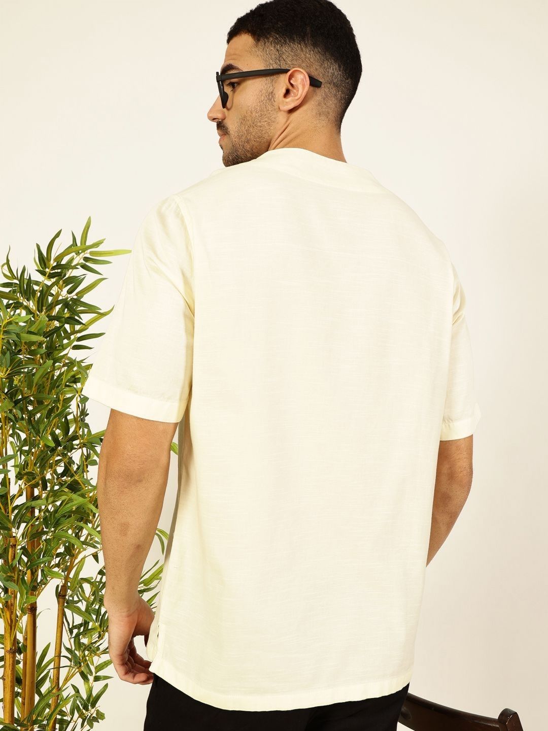 Thomas Scott Men Solid V-Neck Cotton Boxy T-Shirt