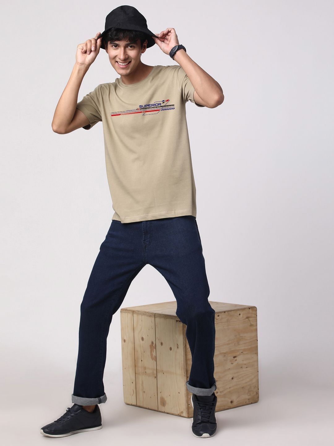 ADRO Lelaki Grafik Bercetak T-shirt Kapas Leher Bulat
