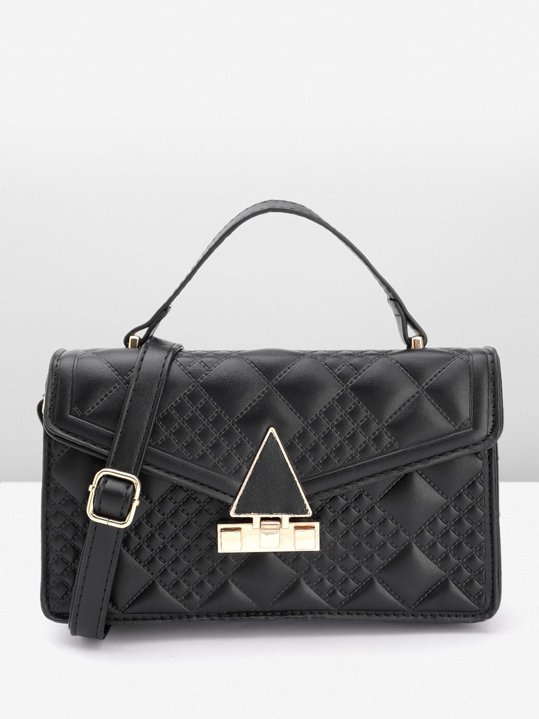 DressBerry Brand Logo Embossed Quilted Satchel