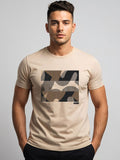 ADRO Geometrik Bercetak Leher Bulat Mesra Kulit T-shirt Fit Biasa