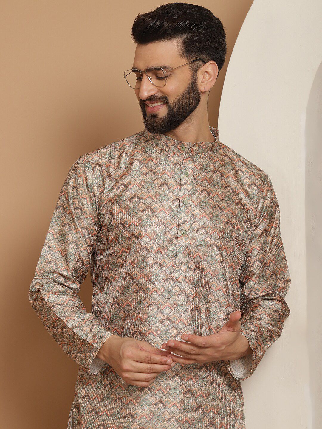 Anouk Ethnic Motifs Printed Straight Kurta With Churidar