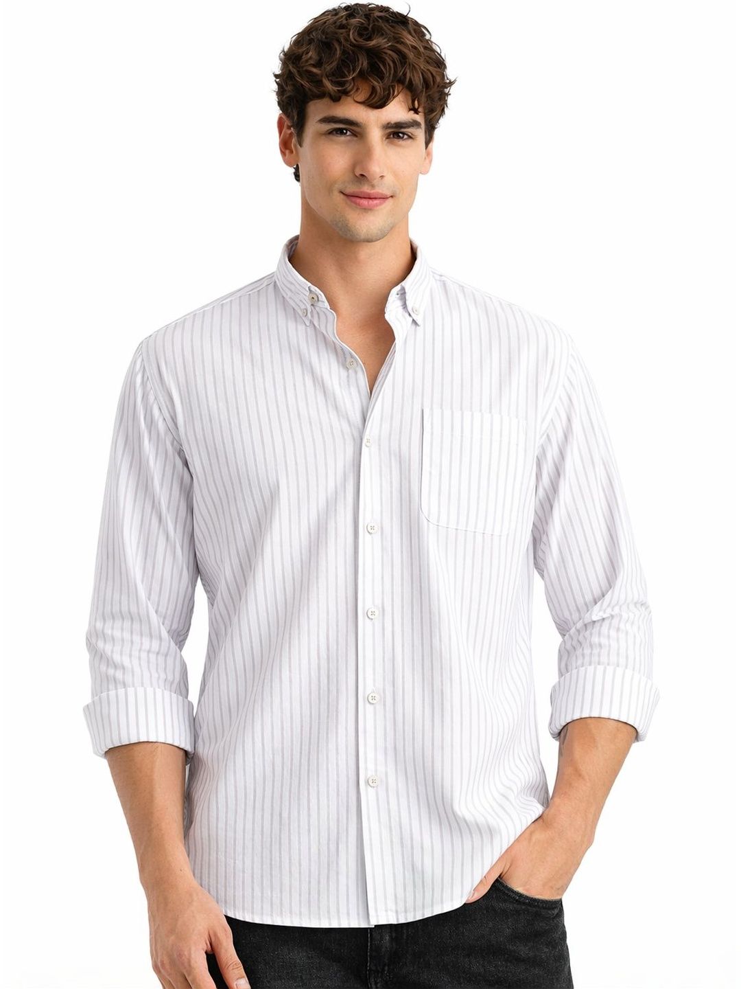 Baju Kasual Berjalur Standard Lelaki ADRO